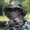 Big Wide Brim Visor Hat Men Women Sunshade Fishing Sun Cap with Sunscreen Face Mask for Outdoor Work Jungle Safari  Neck Protect