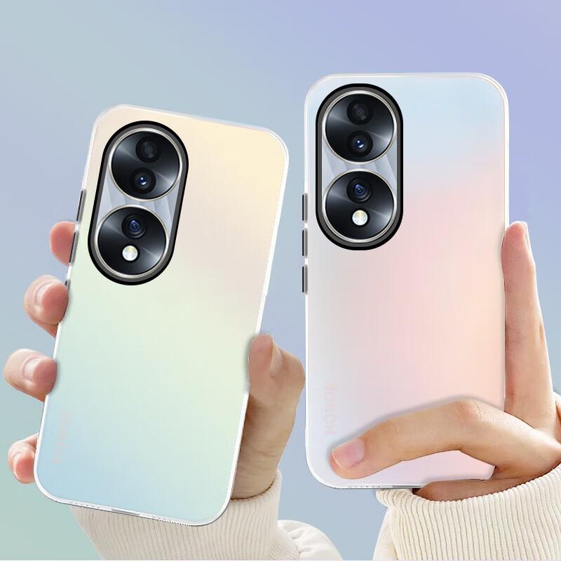 Phone Case Honor 70, Silicone Soft Edge Simple Semi-Transparent Full Protection Shockproof Laser Gradient Premium Frosted Hard