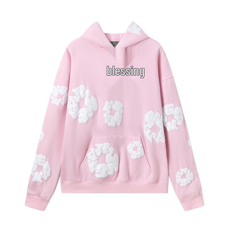 Джинсовые слезы Капок Пена Принт Американский стиль Комплект из толстовки и спортивных штанов для пары