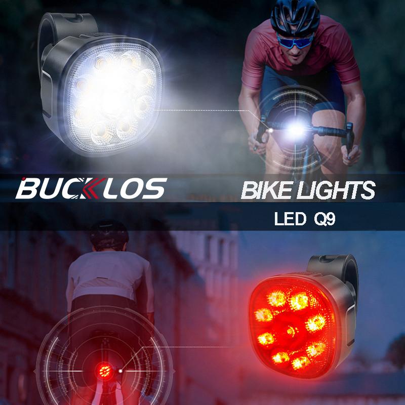 BUCKLOS Передний фонарь для велосипеда USB-перезаряжаемый Type-C Дорожный велосипедный фонарь Водонепроницаемый Велосипедный фара и задний фонарь для ночной езды