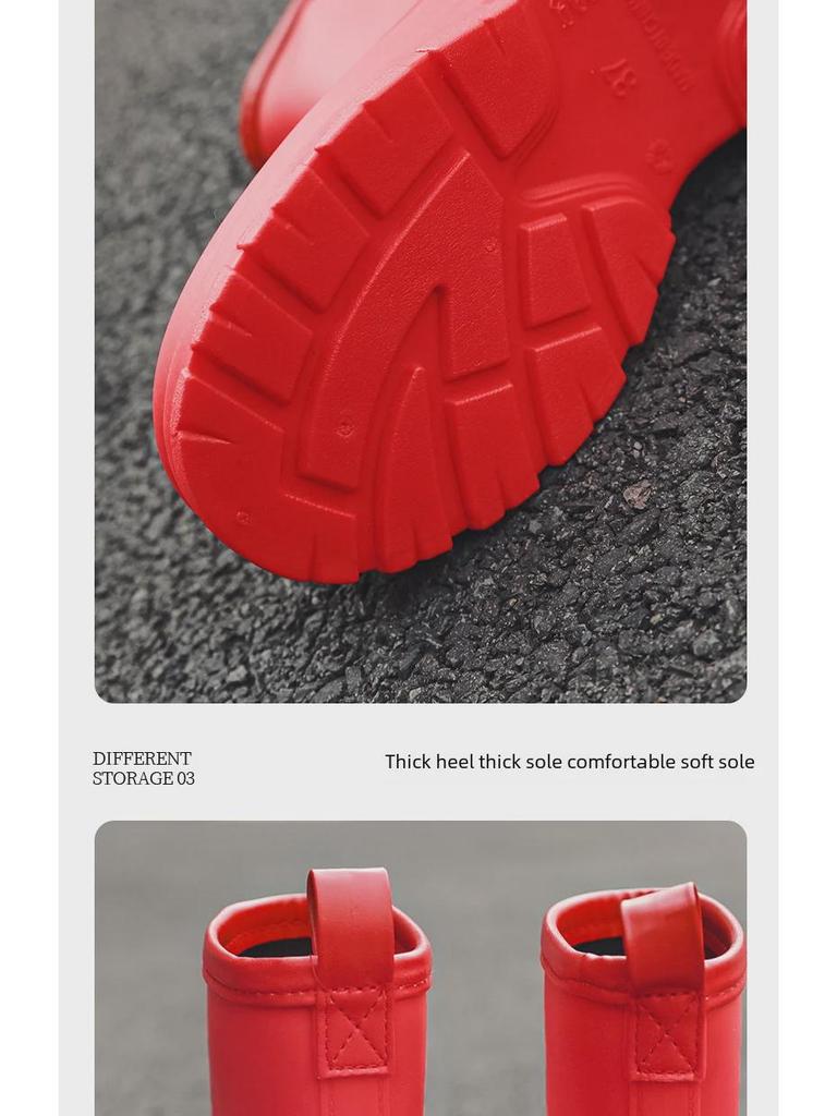 Korean Women's Waterproof, Non-Slip Rain Boots with Warm Cotton Lining & Thick Soles for Outdoor Camping