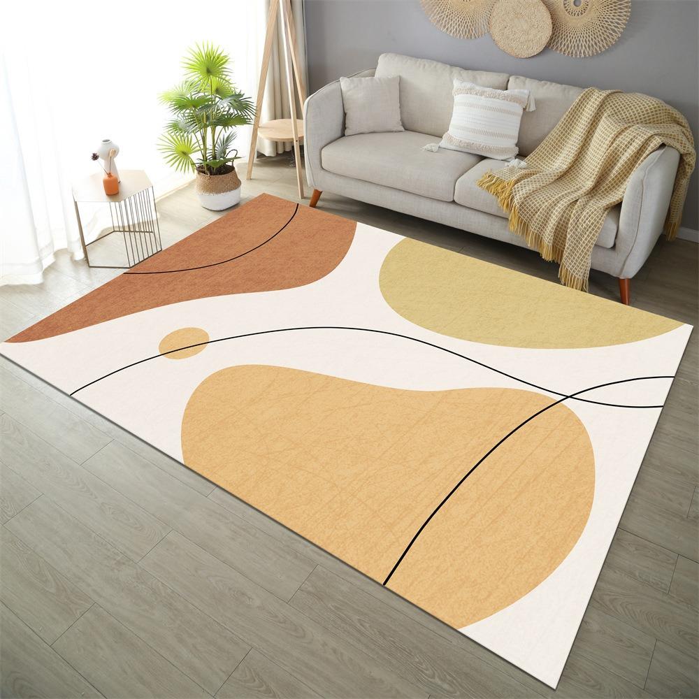 Minimalist Abstract Geometric Pattern Area Rug with Soft Pastel Colors Floor Mat for Living Room Bedroom Modern Home Decor