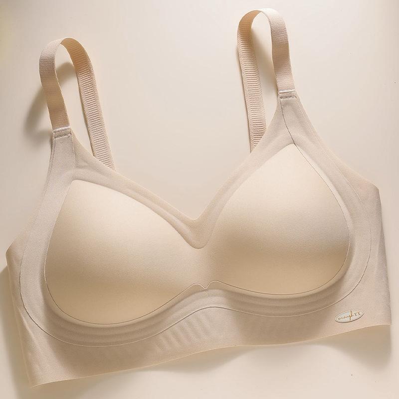 Traceless steel rim underwear women's jelly glue vest, pull and close secondary breasts, small breasts gather and show large fixed cup bra cover