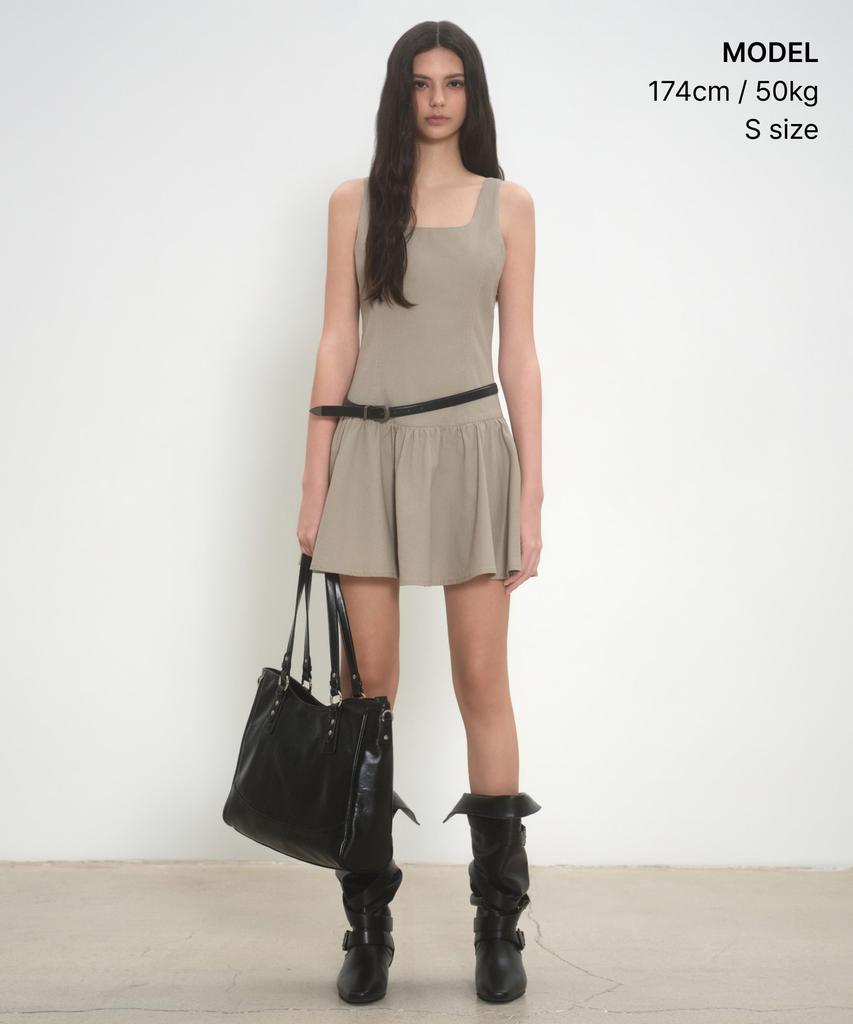 Musinsa Standard Woman Women'S Cotton Flare Mini Dress [Grayish Beige]