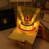 3D Поздравительная открытка-торт на День Рождения со светодиодной подсветкой, Выдвижная открытка, Включает конверт, Открытку и Карточку для пожеланий