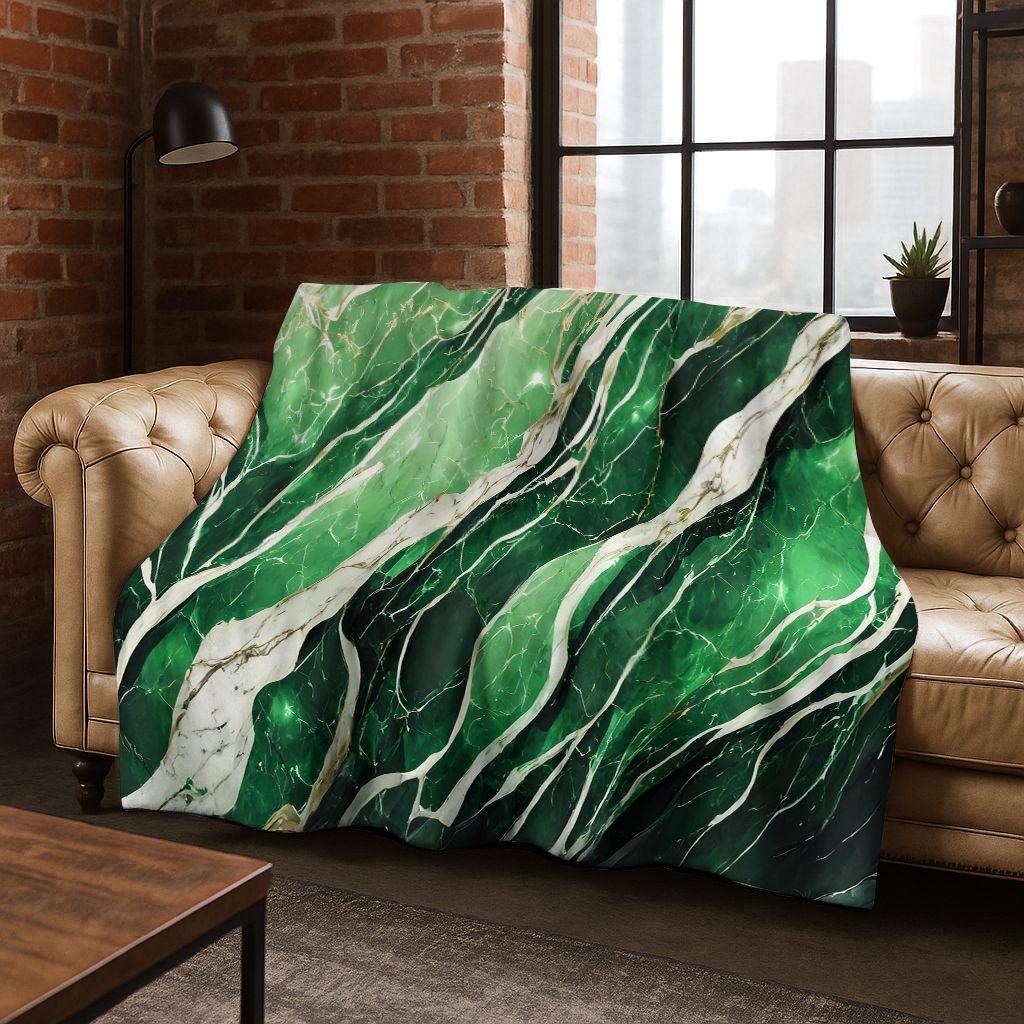 Dream Colorful Stone Texture Marble Black Green Gold Flannel Blanket,Cozy Soft Throw Blanket for Home Bedroom Bed Sofa Gift