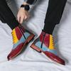 Men's European Style High-Top Oxford Leather Patchwork Lace-Up Ankle Boots