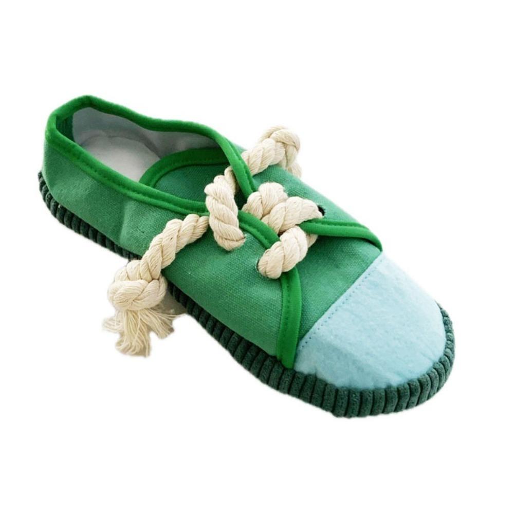 Shoe Shaped Dog Chewing Toy Clean Teeth Interactive Squeaky Dog Toy Soft Bite Resistant Pet Cotton Rope Slippers Self-Hi