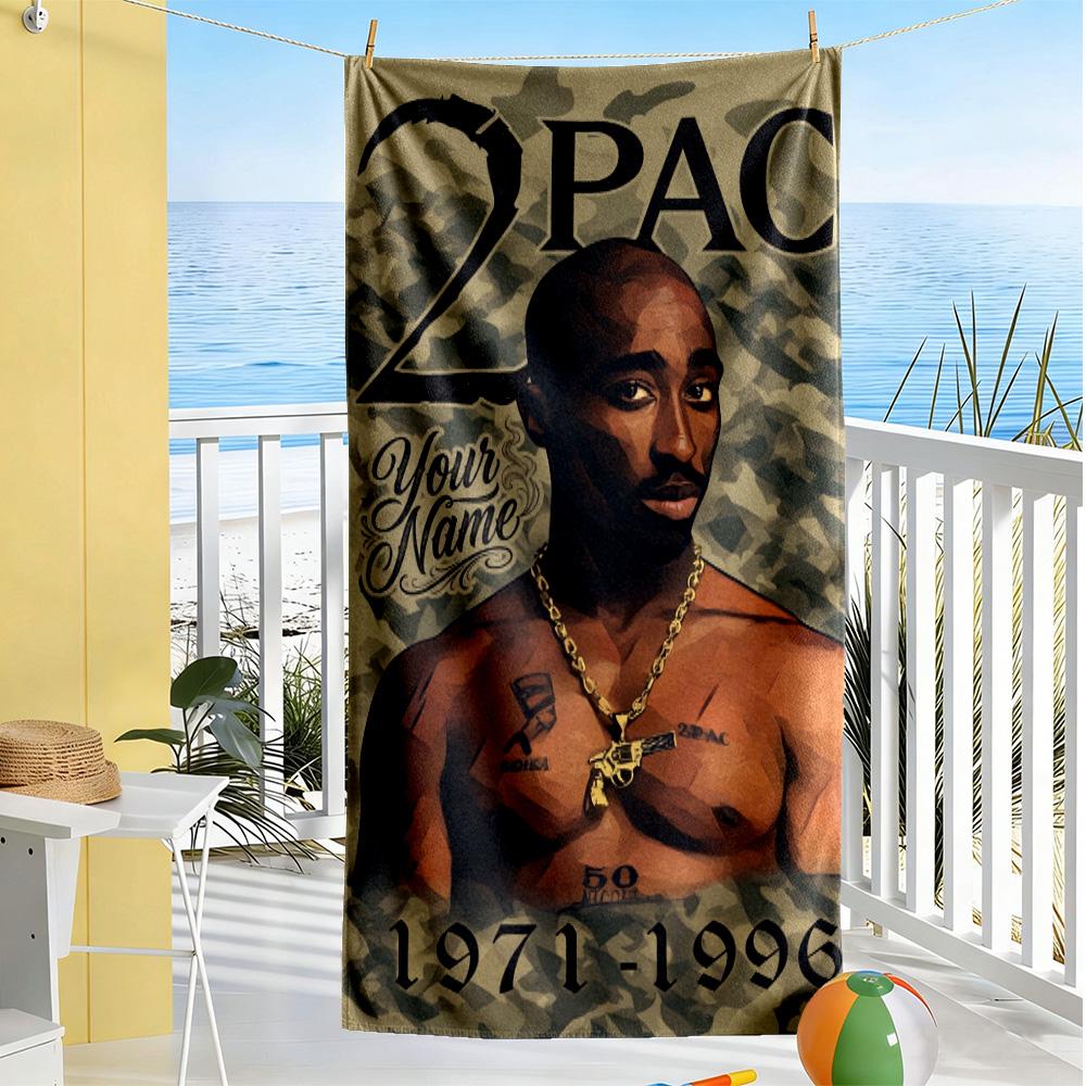 2pac Personalized Name Beach Towel Quick-Dry Soft Microfiber Suitable for Swimming Gym Camping Yoga Vacation