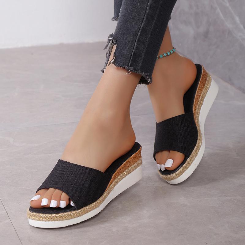 New Women Sandals Low Heels Wedge Shoes Summer Zapatos Mujer Peep Toe Platform Ladies Slippers Sandalias De Mujer Verano