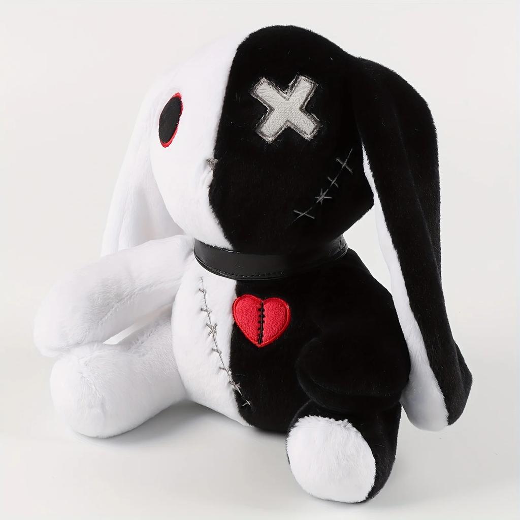 25cm Creepy Gothic Rabbit Plush Toys Spooky Bunny Stuffed Animal Cute Horror Dreadful Bunny Doll for Halloween Decor Kids Gifts