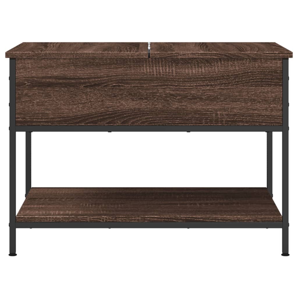 Coffee Table Brown Oak Look 70 x 50 x 50 cm Wood Based Material Metal