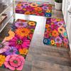 1 шт. Яркий цветочный фланелевый кухонный коврик для пола, машинная стирка, для прихожей, кухни, гостиной, прачечной, ванной комнаты, домашний декор