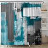 Бирюзовый Бирюзово-серый Занавеска для душа Абстрактные Мазки Живопись Искусство Современный Бохо Фермерский Дом Ткань для Дома Декор Ванной