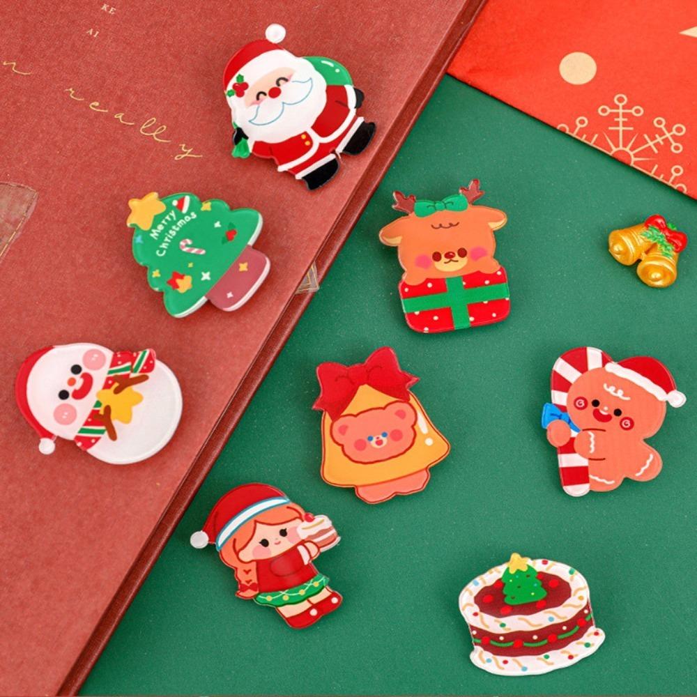 Printing Cute Accessories Mini Gifts Brooch Personality Cartoon Christmas Brooch