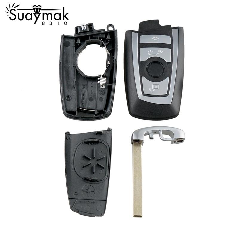 Чехол для удаленного ключа с 4 кнопками для BMW 5 7 серии с аварийным лезвием без ключа, брелок для сигнализации, крышка