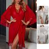 Mesh Nightgown Perspective Underwear Sexy Lace Splicing Robe Loungewear