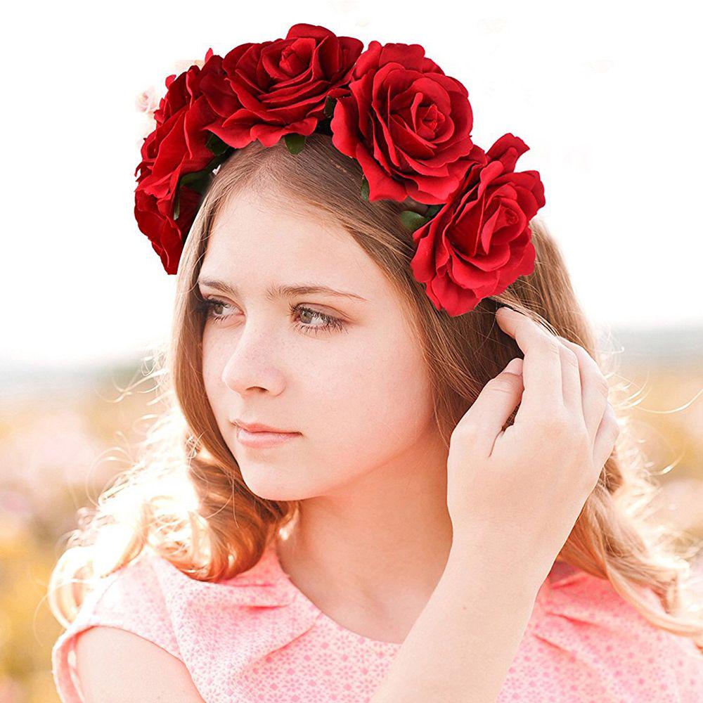 Hair Accessories Hair Wreaths Wedding Headwear Floral Crown Rose Flower Headbands Hair Garland