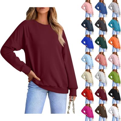 Женская модная повседневная свободная однотонная толстовка