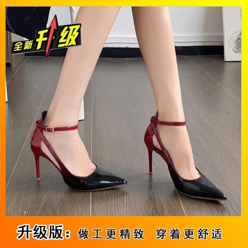 Красивые и сексуальные босоножки-мешки для женщин, которые можно носить весной и летом 2024 года, популярные туфли для маленьких мужчин, тонкие каблуки, одинарные туфли, острые каблуки для