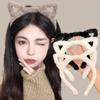 Solid Color Plush Hairband Portable Party Headwear Sweet Cat Ear Headband Costume