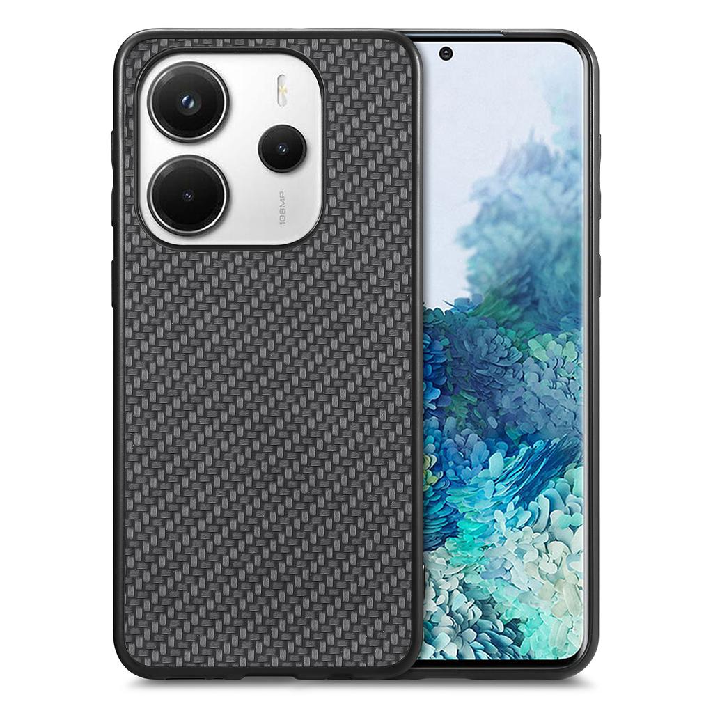 Для Xiaomi Redmi Note 14 5G чехол с текстурой из углеродного волокна PU+PC+TPU задняя крышка телефона