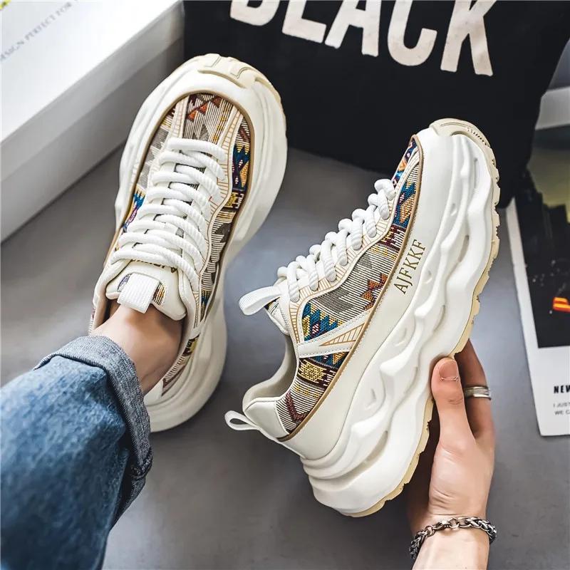 Fashion Casual Sneakers Men Original Designer Platform Shoes Men Increase Heel Hip Hop Chunky Sneakers Mens  2025 New