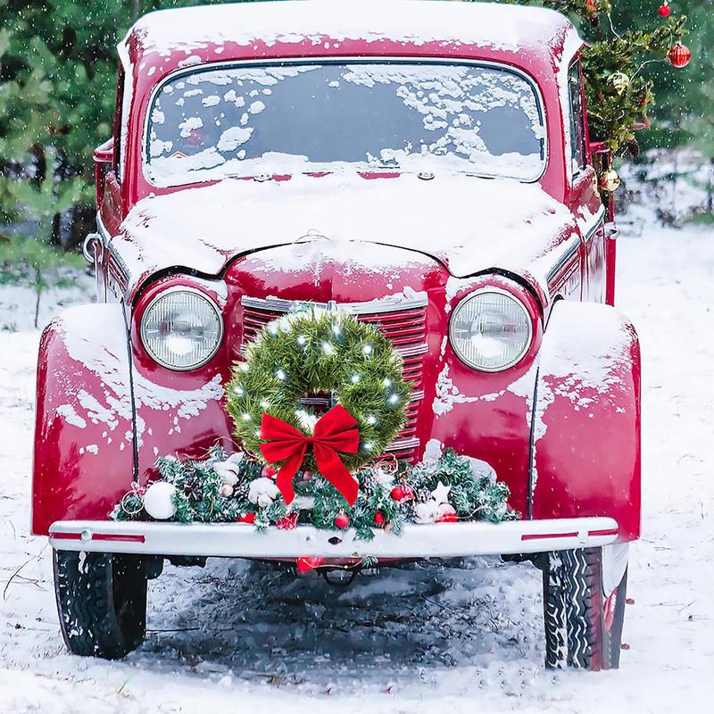 Car Wreath Accessories Christmas Decor Front Grille Car Christmas Wreath Decoration Tree Ornament
