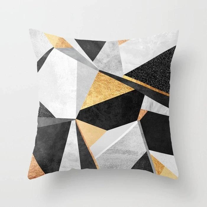 Black Geometric Pattern Pillowcase Office Living Room Home Pillowcase Car Ornaments