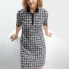 Fila SS24 Гусиная лапка Водолазка Тканое Повседневное Модное Платье Женские Платья Легендарный-Синий F11W411302F-NV