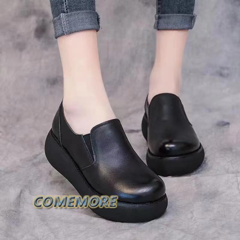 Модная обувь женская 2024 тренд туфли на платформе весна лето лоферы кожаные повседневные круглый носок слипоны женские кроссовки дышащие модные