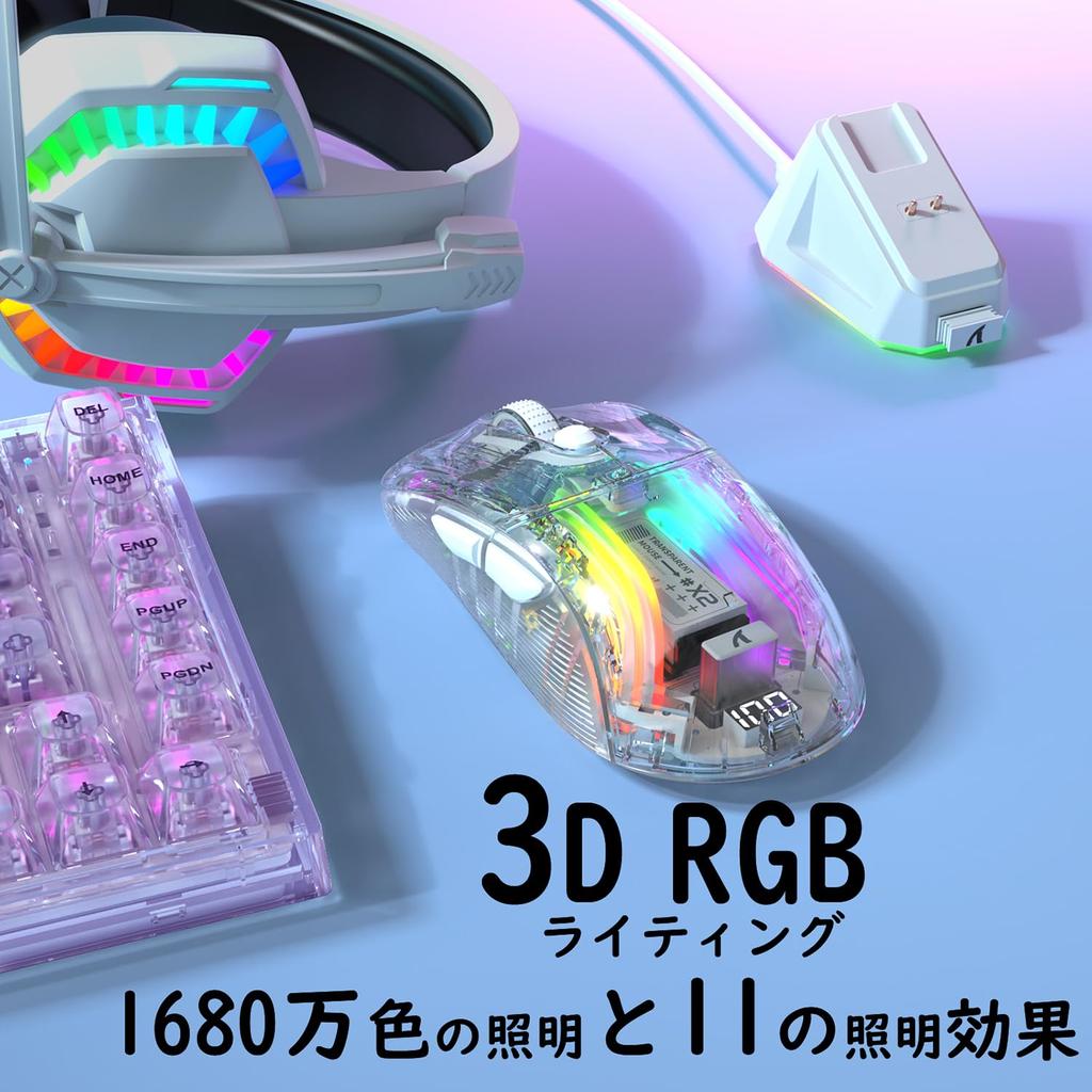 MAMBASNAKE x ATTACK SHARK X2PRO Игровая Прозрачный Скелет PixArt Беспроводная RGB RGB Подставка для Зарядки 500 мАч Регулируемая Совместимая с и Android