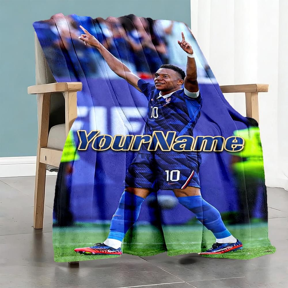 Mbappe 216 Customize Text Blanket Multi-purpose Customizable Blanket Durable Comfort Perfect for Sofa Nap Bedding Office Ideal for All Seasons