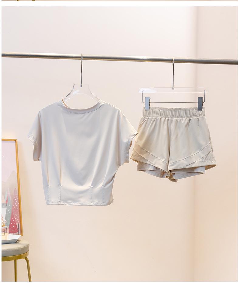 Женский быстросохнущий летний топ для йоги и пилатеса, спортивный фитнес-комплект с круглым вырезом