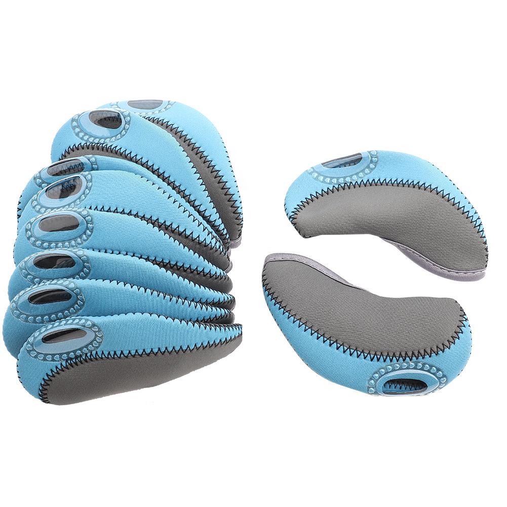 10 шт. набор модных чехлов для клюшек для гольфа, защитный чехол для мяча(Серый Небесно-Голубой)