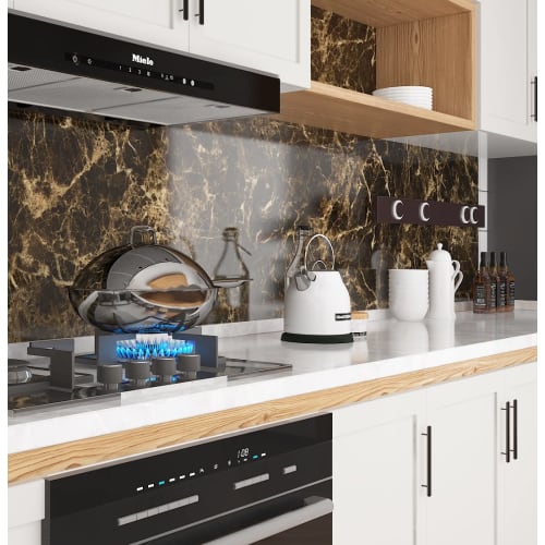 AbaBoorty Marble Wallpaper Sticker, Black-Brown, Marble Pattern, 40cm X 5m, with Adhesive, Waterproof, Heat-Resistant, Stain-Resistant, Oil-Resistant,