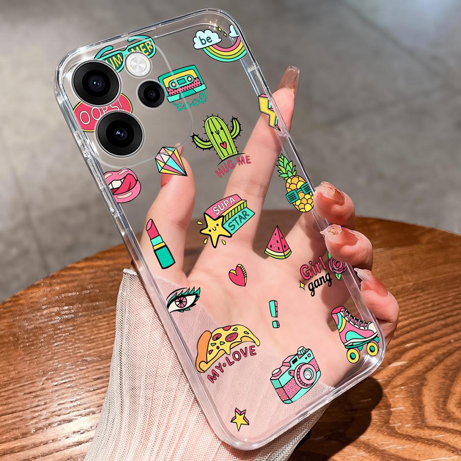 Чехлы Для OPPO Reno15 15F 15Pro Милая Девочка Сердце Любви Легкий Простота Мягкий Прозрачный Корпус Для Reno 15F 15 Pro Capa