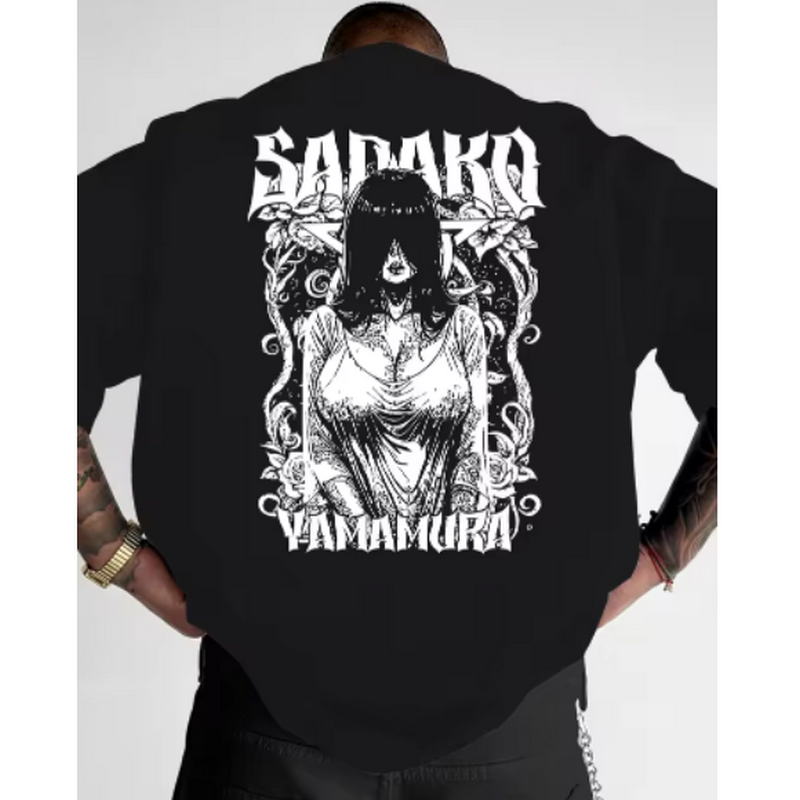 UnisexS Casual Streetwear TShirt 100 Regular Fit Short Sleeve Round Neck with Bold SADAKO YAMAMURA Graphic Print Anime Design