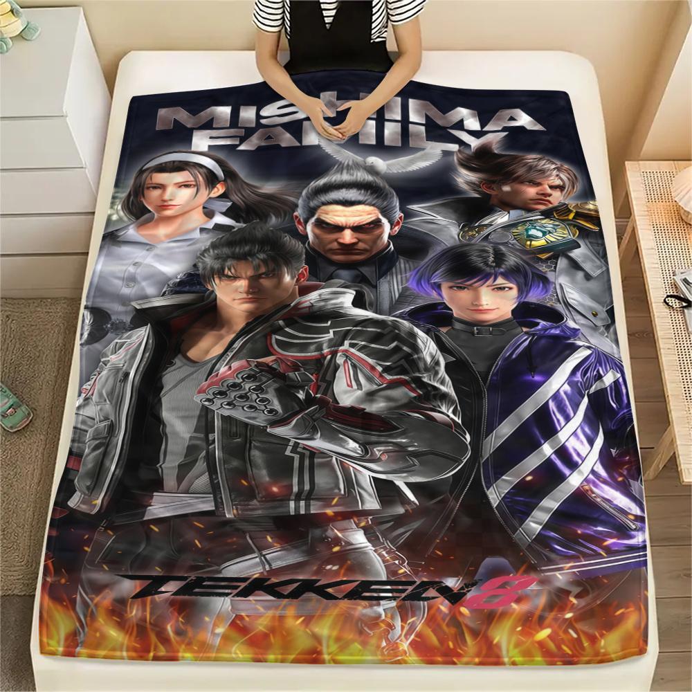 Фланелевое одеяло с принтом Tekken, теплое и уютное для спален, диванов, кроватей, кресел, пикников, путешествий -HE75