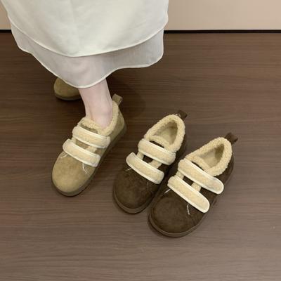 Suding ретро круглый носок милые бархатные немецкие тренировочные туфли женские 2025 зима новые универсальные на толстой подошве на липучке борцовки