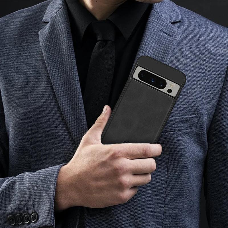 Матовый чехол из искусственной кожи для Google Pixel 8 Pro 7 Pro 7A 6A Встроенный металлический автомобильный держатель противоударная задняя крышка для Pixel 8Pro 7Pro
