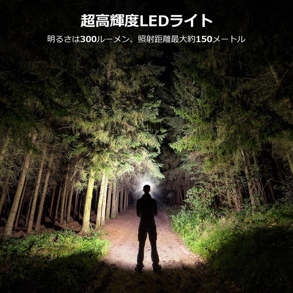 Lepro Rechargeable 300 Lumens LED Set of 2 Red Hours of IPX4 Ideal for Night Outdoor and Power Compact and Lightweight USB-C Headlamp, High-Brightness