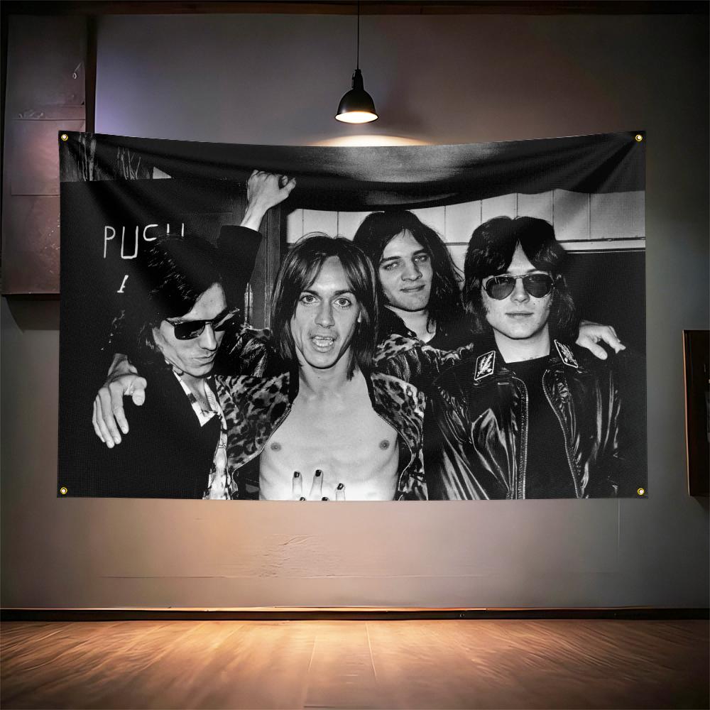 Rock Music Flag 3x5ft For The Stooges Fans Banner Hd Print Brass Grommet Garage Bedroom Living Room Dorm Wall Decor Tapestry