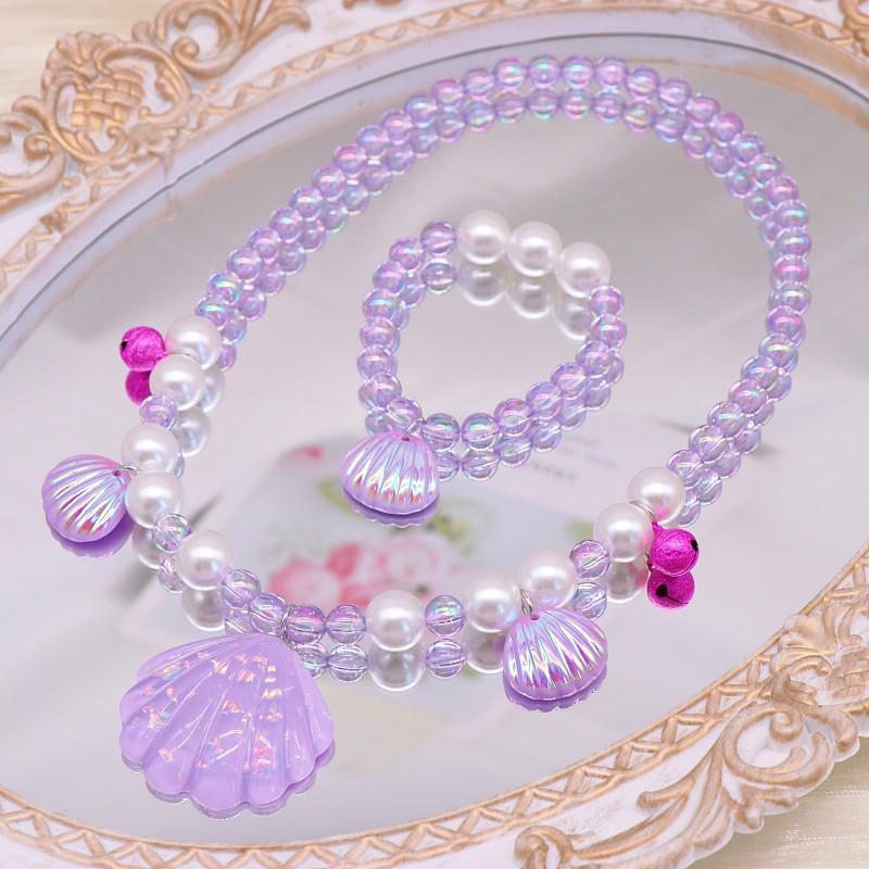 Детские аксессуары для ожерелья, Ракушка, Барби розовый, Милые украшения для девочек, Браслет-ожерелье из искусственного жемчуга