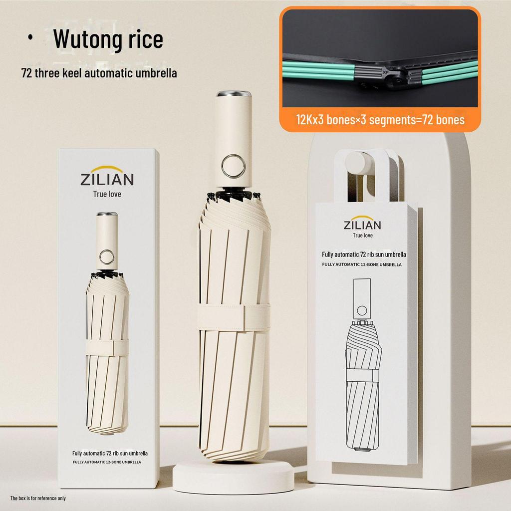 72-Bone Automatic Reverse Folding Umbrella - Oversized, Dual-use for Sun and Rain, Unisex