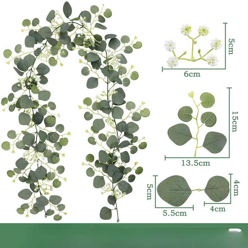 Искусственные листья эвкалипта, искусственные зеленые растения из ротанга, искусственные цветы, лианы для потолка, украшения для вечеринок на открытом воздухе