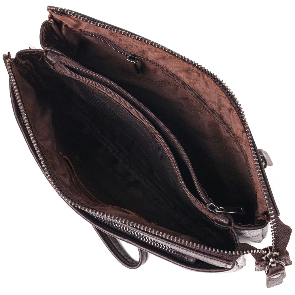 Handsome Clutch Bag for Men Made of Genuine Grained Leather CANPELLINI 21553 Brown