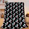 1PC Neon Tik-tok Logo Art Flannel Blanket Gift, Suitable for Both Men And Women, Soft Ideal for Beds And Sofa, Birthday Or Christmas Gift