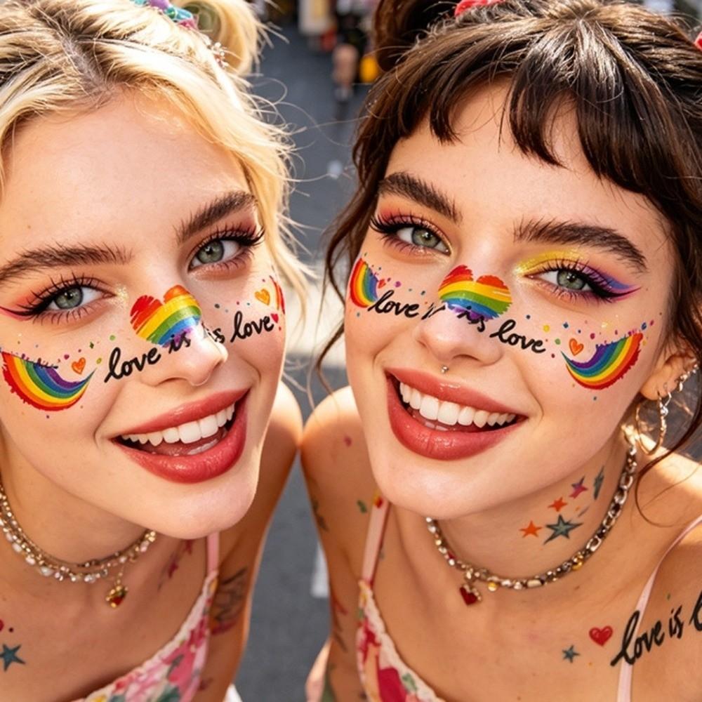 Long Lasting Face Temporary Tattoos Facial Art Makeup Stickers  Pride Month