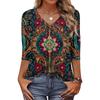 Women's T Shirt Print 3/4 Sleeve Daily Weekend Fashion Basic V- Neck Regular Top